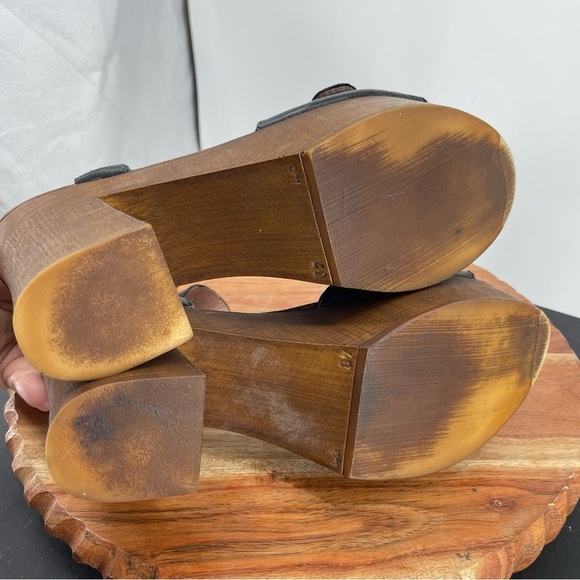 Anthropologie Musse Cloud 70s Style Chunky Heel Platform Sandals Naomie black 9 - Picture 8 of 10